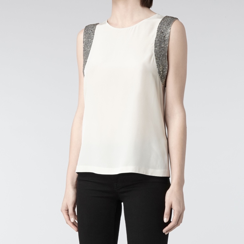 Allsaints ‘Gota’ Hand Embellished Silk Top